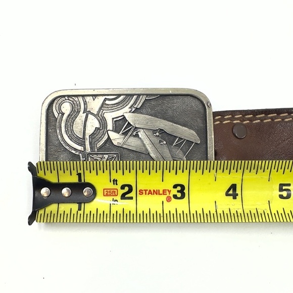 Great Lakes Aircraft Company Brown Leather Belt Mens 36 Bergamot Brass Work 1976 - Picture 8 of 11